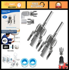 4-in-1 PVC Pipe Threader Kit for 1/2&Prime; & 3/4&Prime; Pipes, Electric Drill Compatible To