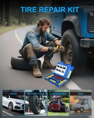 Tire Repair Kit with Plugs, Heavy Duty for Car, ATV, Motorcycle, Truck, 19 Pc