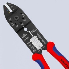 KNIPEX Crimping Pliers 97 21 215 SB with Black Handles and Silver Finish