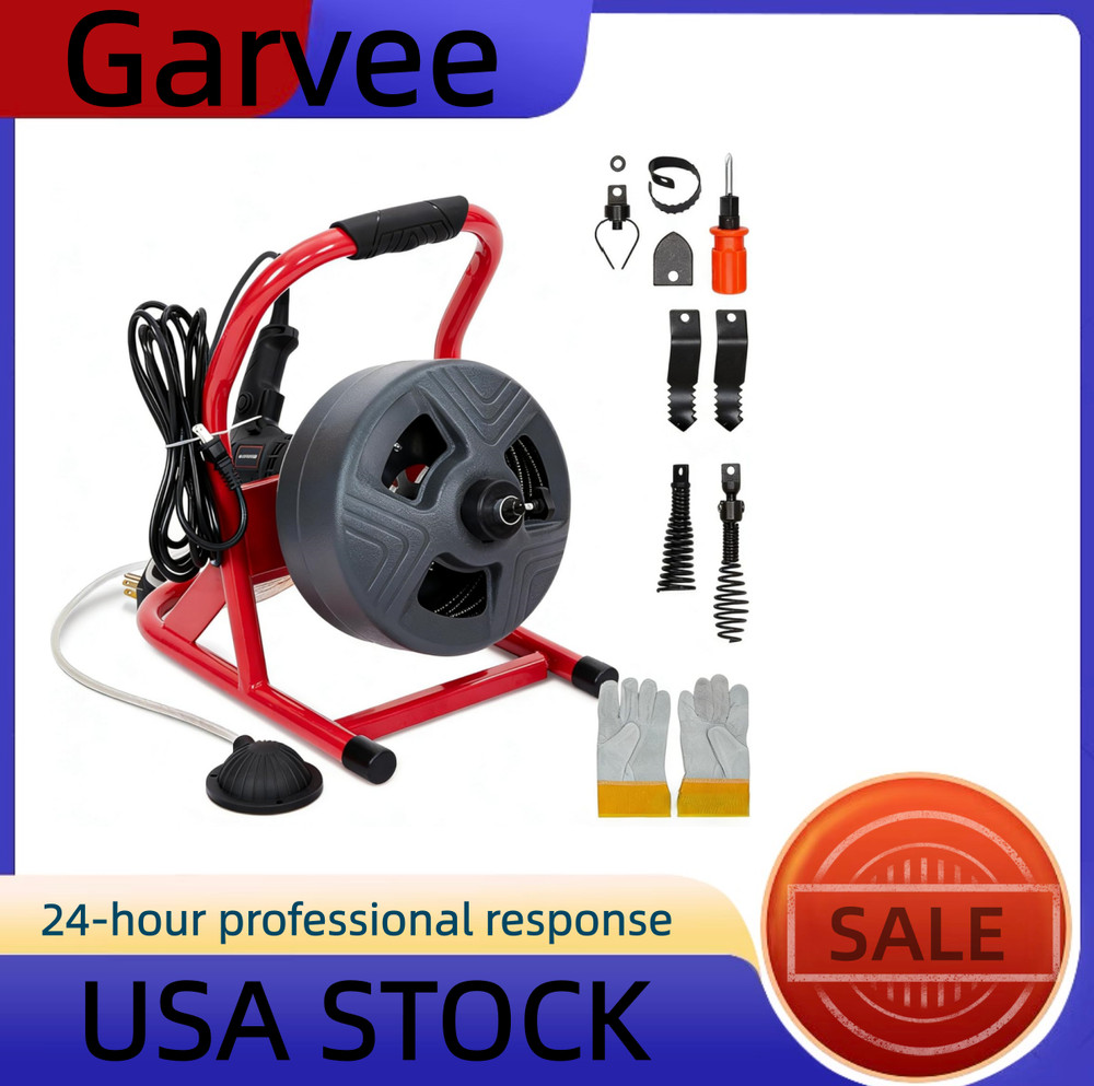 🔥Drain Cleaner Machine 50Ft x 5/16 Inch, Electric Drain Auger with Foot Switch,
