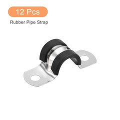 12Pcs 14mm Cable Clamp U Shape Stainless Steel Rubber Cushioned Pipe Strap
