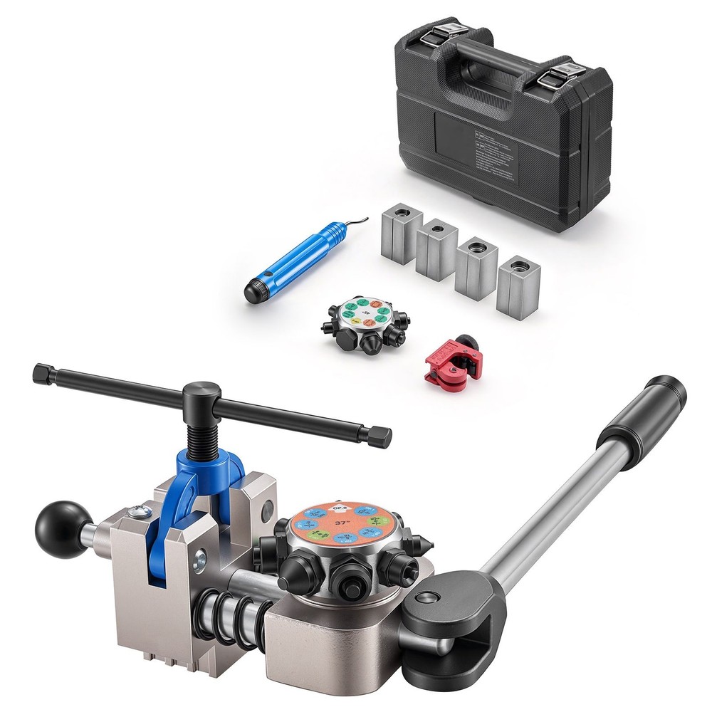 Automotive Flaring Tool: 37&deg; & 45&deg; Dies, Deburring Tool + Tube Cutter Kit