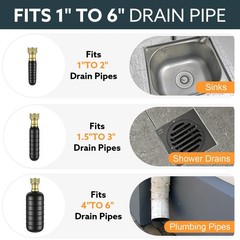 3 Pack Black Drain Bladder Kit Water Powered Rubber Cleaning Bladder