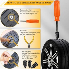 40Pcs Tire Repair Rubber Nail Kit for Car, Motorcycle, Truck