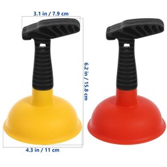 2 PCS Mini Sink Plunger Short Handle Powerful Drain Unclogger Yellow Red Set
