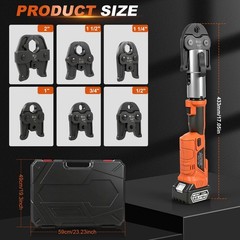 1/2&Prime; -2&Prime; Pro Press Tool Pipe Crimping Kit Press Tool Battery Kits with 6 Jaws