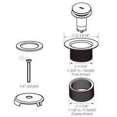 Black Tub Drain Tip-Toe Trim Set Conversion Kit Assembly, Hidrop