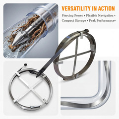 Heavy Duty Manual Drain Snake, 49.2Ft/15M Manganese Steel Drain Auger, 1.18Inch
