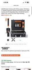 Vevor Sewer Camera with 512Hz Locator, 131ft/40 m, 7&Prime; Drain Inspection Camera