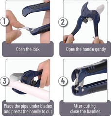 PVC Pipe Cutter Heavy Duty Tubing Tube Cutter 1-5/8&Prime; (42mm) Ratchet Cutting Tool