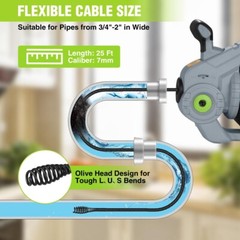 WORKPRO 20V Electric Drain Auger 3/4&Prime;-2&Prime; Pipe 25Ft Plumbing Snake Drain Hair NEW