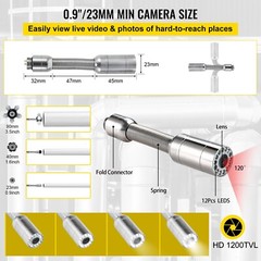 9&Prime; 40m/150ft Sewer Pipe Inspection Camera DVR HD 1200 TVL IP68 Waterproof