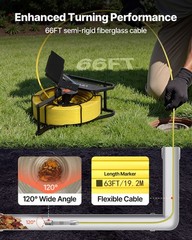 VEVOR Sewer Camera 66ft 4.3-inch Drain Inspection Camera IP68 Waterproof 6 LEDS