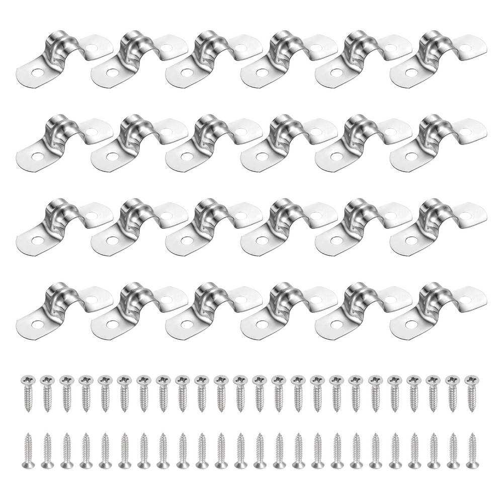 36Pcs 8mm(5/16&Prime;)304 Stainless Steel Rigid Pipe Strap with Screws, Silver