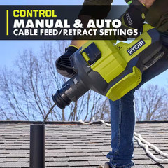 ONE+ 18V Cordless Drain Auger with 35 Ft Cable, LED Light, Auto Feed/Retract, Ca