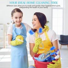 Flexible Long Drain Brush Set, Premium 3 Piece Kit with Double Large, Blue