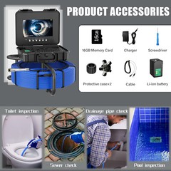 60m Pipe Inspection Camera Meter Counter Keyboard Sewer Camera Self Level 512hz