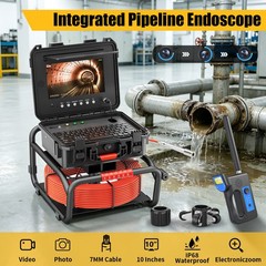 50m Sewer Pipe Inspection Camera w/ 512hz Locator Self-leveling 10&Prime; Monitor