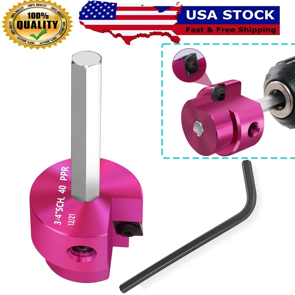 PPR75 3/4-Inch PVC Pipe Reamer with 1/4&Prime; Hex Shaft for Drain Pipe, Water Pipe