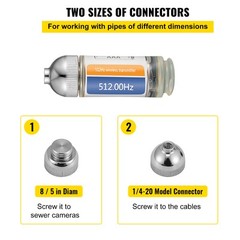 VEVOR Sonde Transmitter Sonde Locator 512hz Pipe Locator 25&prime; Depth Sewer Locator