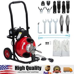 100 Ft x 3/8 Inch Electric Drain Auger Electric Drain Cleaning Machine Auto Feed