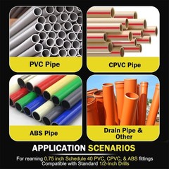 PPR75 3/4-Inch PVC Pipe Reamer with 1/4&Prime; Hex Shaft for Drain Pipe, Water Pipe