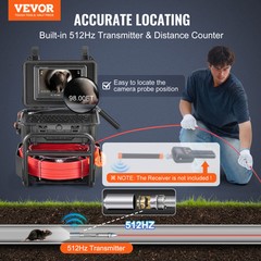 9&Prime; Sewer Camera 30m/98 ft Self-Leveling Drain Camera with 512Hz Transmitter