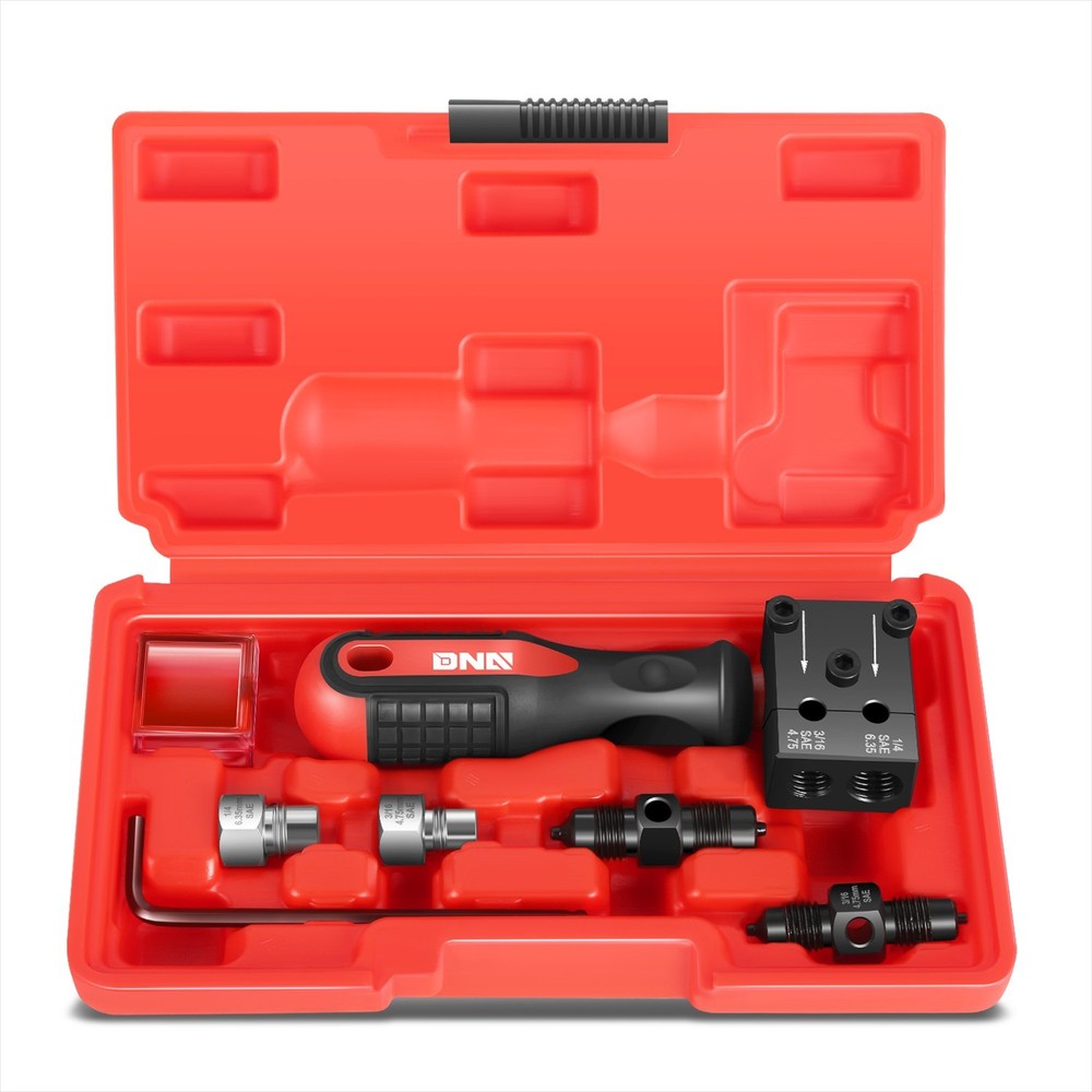 Carbon Steel Brake Line Double Flaring Tool Set w/Handle for 3/16&Prime; & 1/4&Prime; Tube
