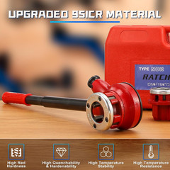 Pipe Threader Ratchet Kit， Manual Ratcheting Pipe Threading Tool Set with 3 NPT