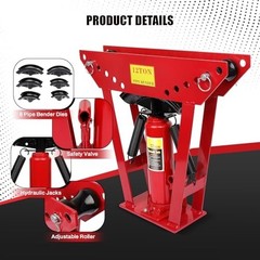 12 Ton Hydraulic Pipe Bender with 6 Dies for Steel Iron Metal Tubing