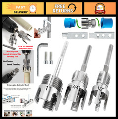 4-Piece PVC Pipe Threader Kit, 1/2&Prime; 3/4&Prime; 1&Prime; NPT, Bolt Extractor, Drill Compatibl
