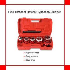 Ratchet Pipe Threader Kit Ratcheting Pipe Threading Hand Tool 5 Dies