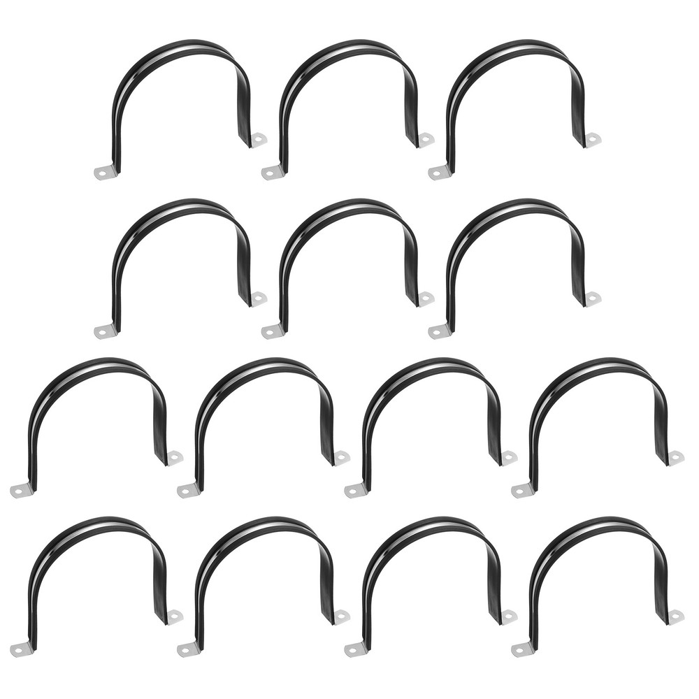 14Pcs 120mm(4-3/4&Prime;) Stainless Steel Rubber 2 Hole U-Tube Strap Clamp, Black