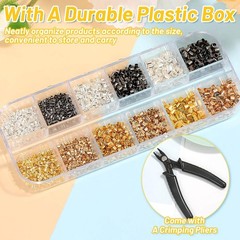 2200 Crimp Tubes with Crimping Pliers for Jewelry Making Beads &ndash; 3 Sizes, 4 Colo