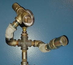 MIXED-METAL PIPE ROBOT ART 6-1/4 POUNDS MODULAR STEAMPUNK TORCH PATINA 1286