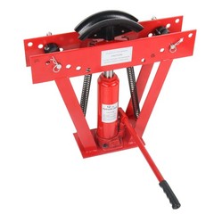 Red Steel 12 Ton Adjustable Roller Manual Hydraulic Pipe Bender w/ 6 Dies Size