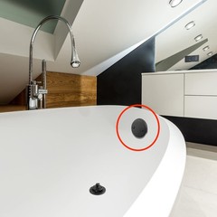 CalcMetal Dual Hole Bathtub Drain Overflow Plate with Two Matte Black
