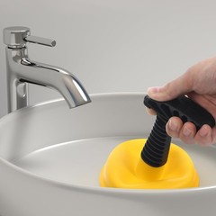 2 PCS Mini Sink Plunger Short Handle Powerful Drain Unclogger Yellow Red Set