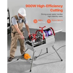 Electric Pipe Threader Machine 900W 2-Speed Threading Cutter for 1/2&Prime; to 4&Prime; Pipe