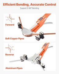 Durable Hand-Powered Pipe Bender, Forward/Reverse Operation, for Cold Bending