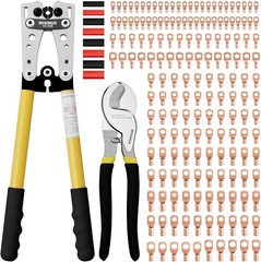 Battery Cable Lug Crimping Tool Kit with Cable Cutter ＆180pcs Copper Wire Lugs,