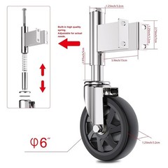 Spring Loaded Gate Casters 6&rdquo; Heavy Duty Gate Caster Wheels with Hardware