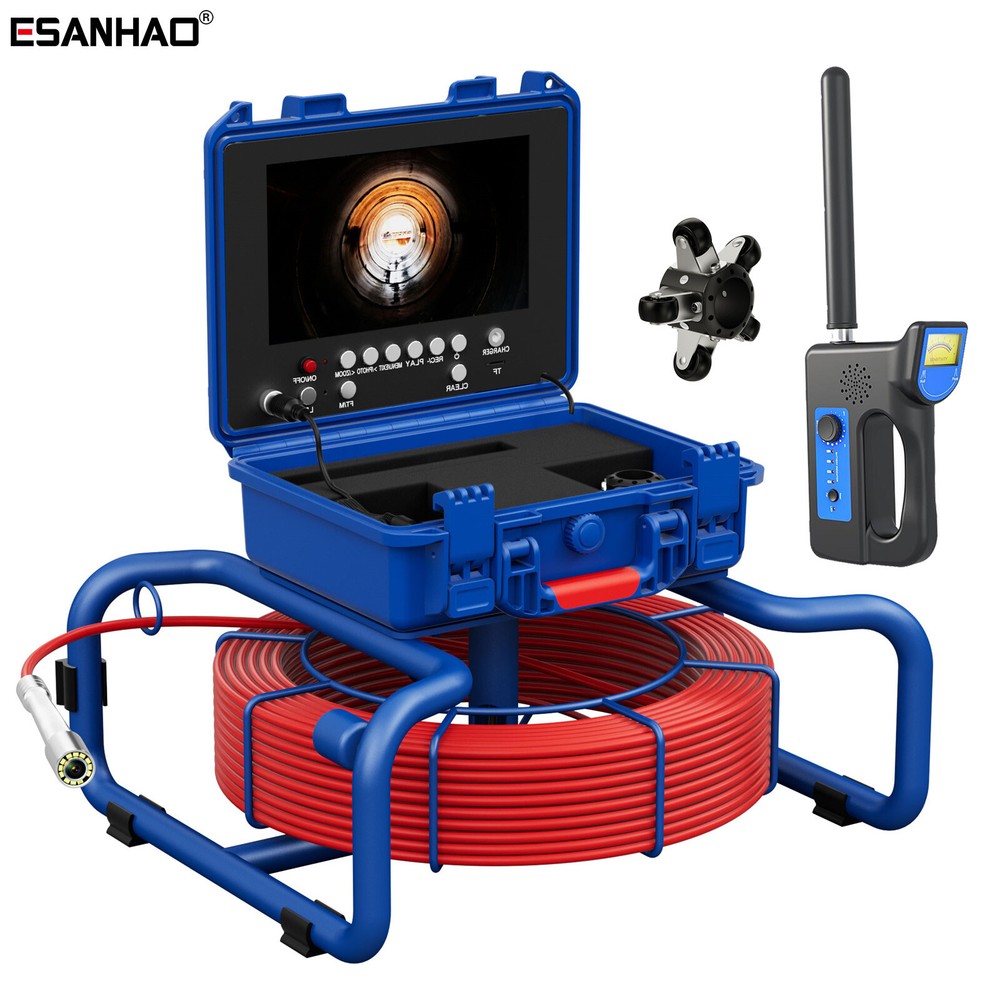 9 In Self-Leveling Sewer Camera 164ft Pipe Inspection Camera w/ 512Hz Locator
