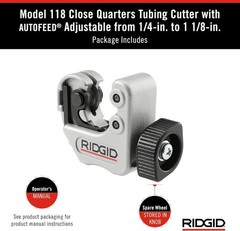 Close Quarters Autofeed Tubing Cutter 1/4&Prime;&ndash;1-1/8&Prime; Pipe Cutting Tool 86127