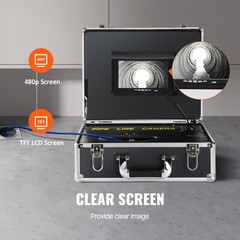 7&Prime; 30m/100ft Sewer Camera Pipe Inspection Camera LCD Monitor with DVR Function