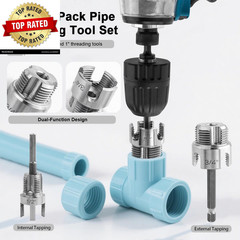 3Pcs PVC Pipe Threader Kit 1/2&Prime; 3/4&Prime; 1&Prime; NPT, Integrated Internal & External Pipe