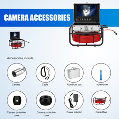 9&Prime; Monitor 50M Pipe Inspection Camera IP68 Drain Sewer Pipeline Video Camera