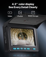 VEVOR Sewer Camera 164ft 4.3-inch Drain Inspection Camera IP68 Waterproof 6 LEDS