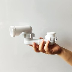 Bath Shower Drain Low Profile p Trap 1 1/2&Prime; Flat 1.5 inches, White