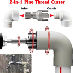 PVC Pipe Threader Kit, 3 Piece Set, 1/2&Prime; 3/4&Prime; NPT Sizes, Dual-Function Internal